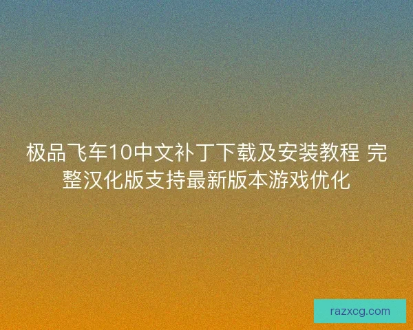 极品飞车10中文补丁下载及安装教程 完整汉化版支持最新版本游戏优化